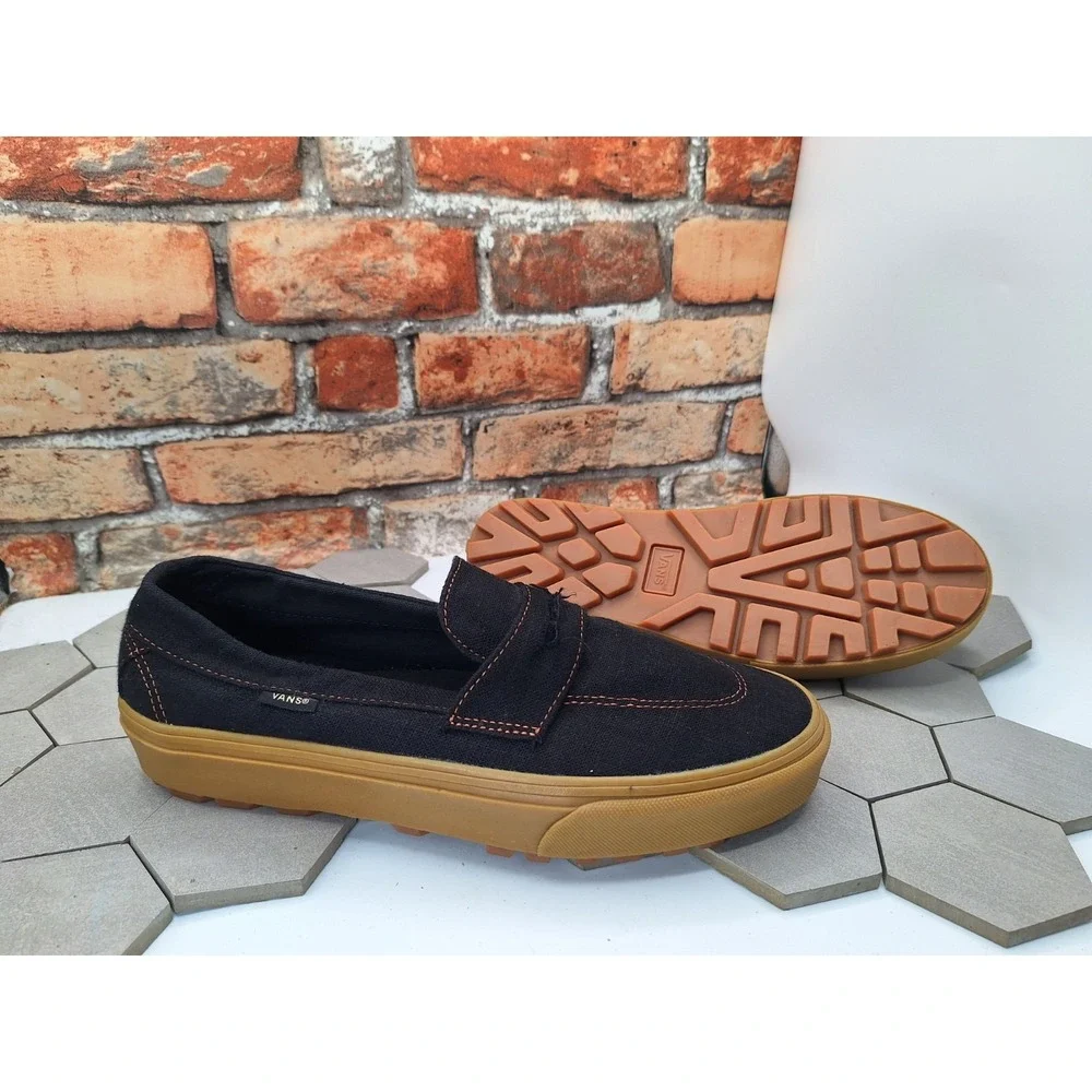 Vans Style 53 Heavy Canvas Black Gum Lug Sole Loafer Shoes Men's Size 11 Sneaker